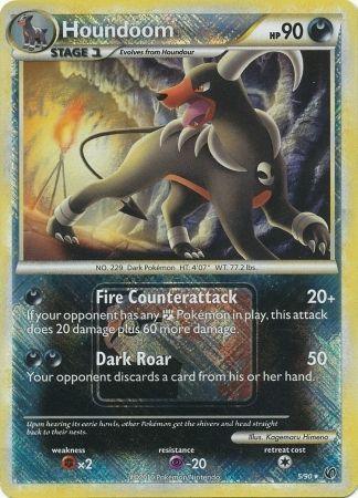 Darkness, Fighting[×2], HeartGold & SoulSilver: Undaunted, Promo, Psychic[-20], Reverse Holofoil Houndoom (5/90) (League Promo) [HeartGold & SoulSilver: Undaunted] - Trading Card World