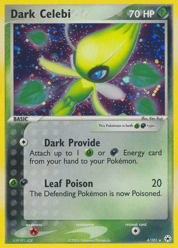 Darkness, EX: Hidden Legends, Fire[×2], Grass, Holo Rare, Holofoil, Reverse Holofoil Dark Celebi (4/101) [EX: Hidden Legends] - Trading Card World