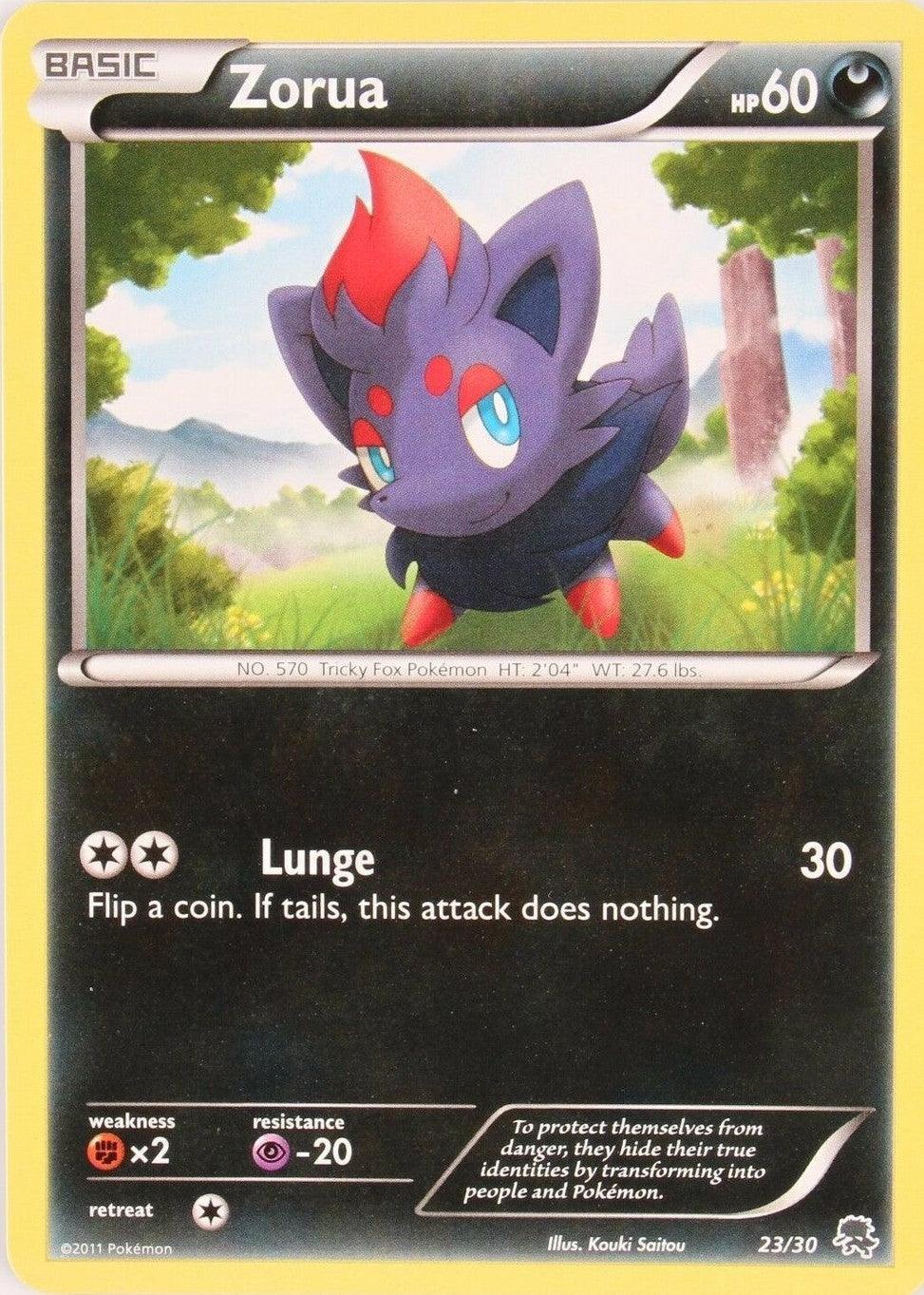 23, Black & White: Trainer Kit - Zoroark, Darkness, Fighting[×2], Normal, Promo, Psychic[-20] Zorua (23/30) [Black & White: Trainer Kit - Zoroark] - Trading Card World