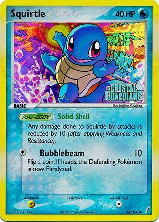 64, Common, EX: Crystal Guardians, Lightning[×2], Reverse Holofoil, Water Squirtle (64/100) (Stamped) [EX: Crystal Guardians] - Trading Card World