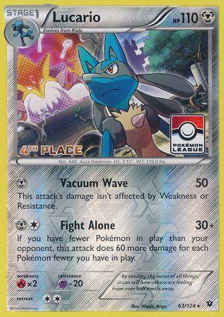 63, Fire[×2], Metal, Promo, Psychic[-20], Reverse Holofoil, XY: Fates Collide Lucario (63/124) (League Promo 4th Place) [XY: Fates Collide] - Trading Card World