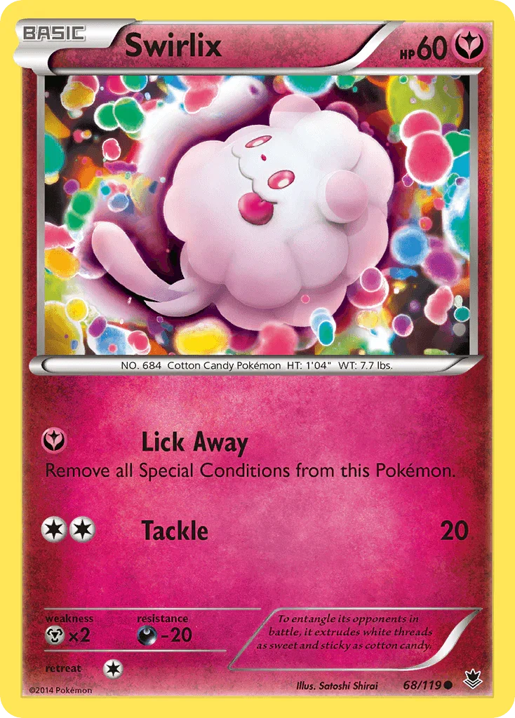 68, Common, Darkness[-20], Fairy, Metal[×2], Normal, Reverse Holofoil, XY: Phantom Forces Swirlix (68/119) [XY: Phantom Forces] - Trading Card World