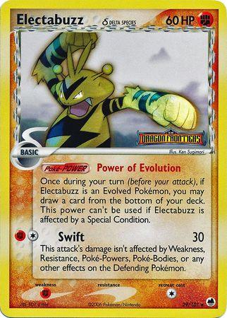 29, EX: Dragon Frontiers, Fighting, Fighting[×2], Reverse Holofoil, Uncommon Electabuzz (29/101) (Delta Species) (Stamped) [EX: Dragon Frontiers] - Trading Card World