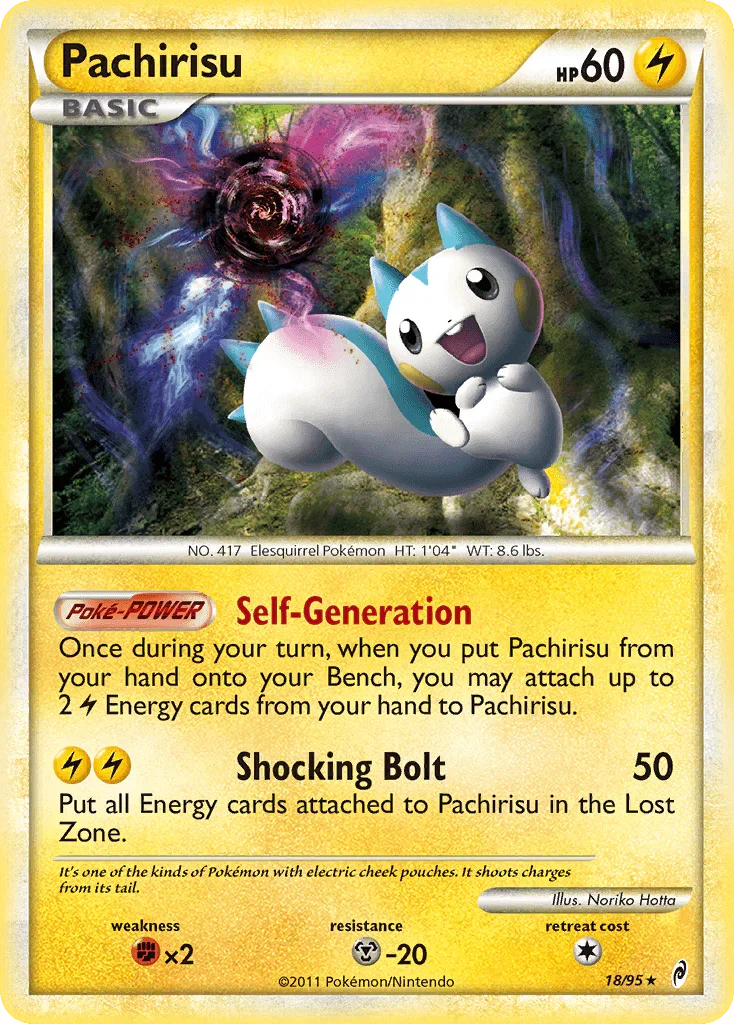18, Fighting[×2], HeartGold & SoulSilver: Call of Legends, Holo Rare, Holofoil, Lightning, Metal[-20], Reverse Holofoil Pachirisu (18/95) [HeartGold & SoulSilver: Call of Legends] - Trading Card World