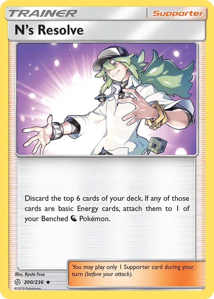200, Normal, Reverse Holofoil, Sun & Moon: Cosmic Eclipse, Supporter, Uncommon N's Resolve (200/236) [Sun & Moon: Cosmic Eclipse] - Trading Card World