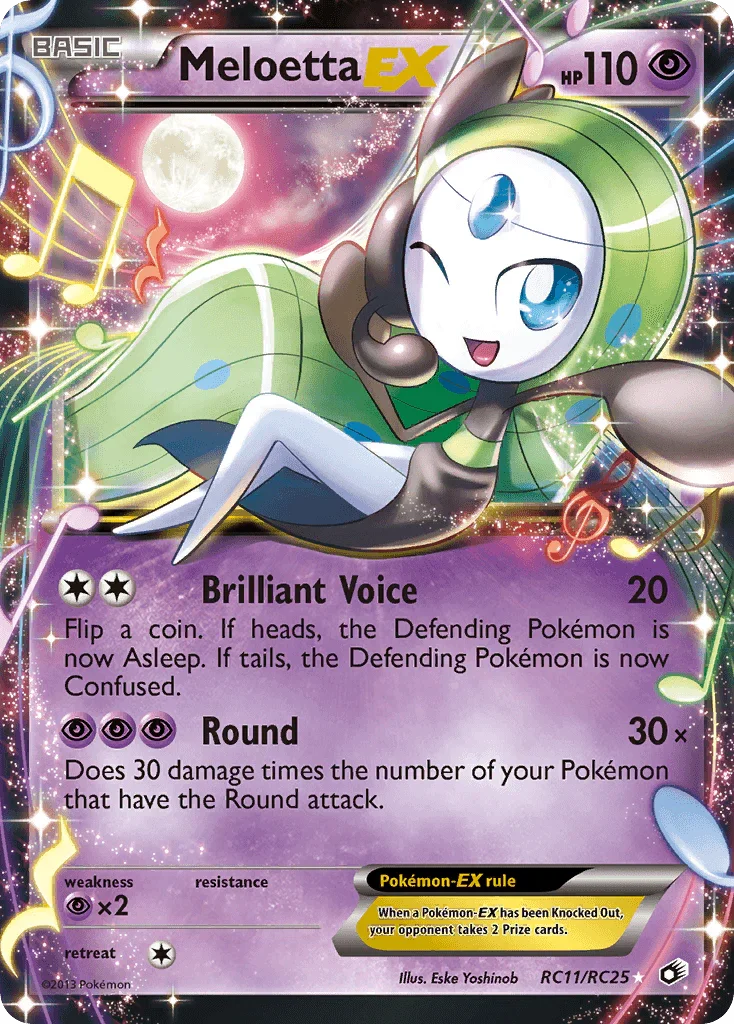 Black & White: Legendary Treasures, Holofoil, Psychic, Psychic[×2], RC11, Ultra Rare Meloetta EX (RC11/RC25) [Black & White: Legendary Treasures] - Trading Card World