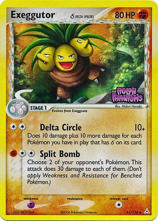 41, EX: Holon Phantoms, Fighting, Psychic[×2], Reverse Holofoil, Uncommon Exeggutor (41/110) (Delta Species) (Stamped) [EX: Holon Phantoms] - Trading Card World