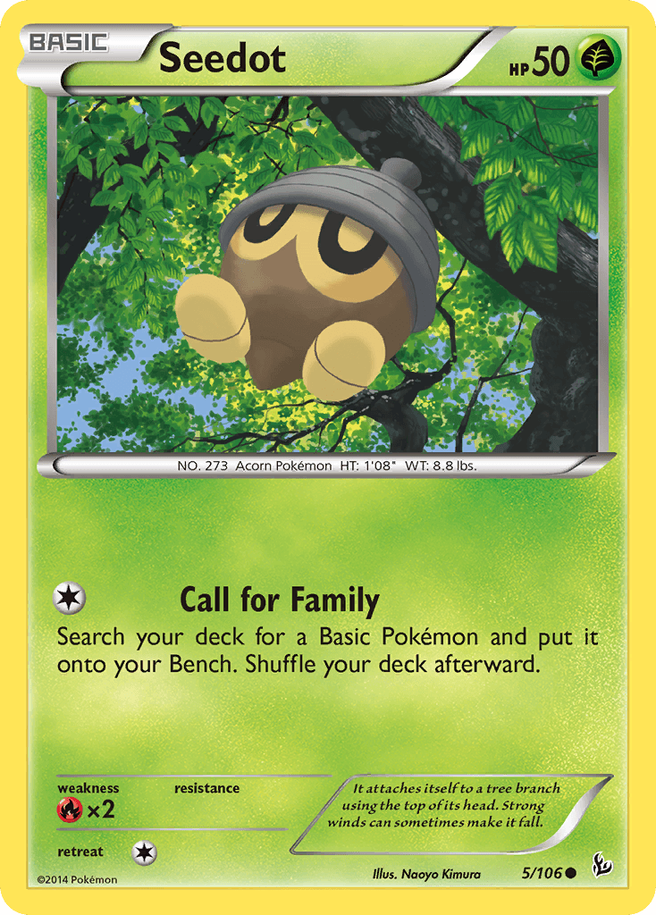 Common, Fire[×2], Grass, Normal, Reverse Holofoil, XY: Flashfire Seedot (5/106) [XY: Flashfire] - Trading Card World