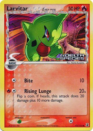 73, Common, EX: Delta Species, Fire, Grass[×2], Reverse Holofoil Larvitar (73/113) (Delta Species) (Stamped) [EX: Delta Species] - Trading Card World