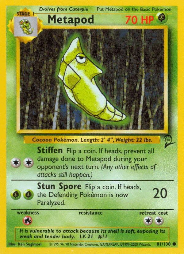 81, Base Set 2, Common, Fire[×2], Grass, Normal Metapod (81/130) [Base Set 2] - Trading Card World