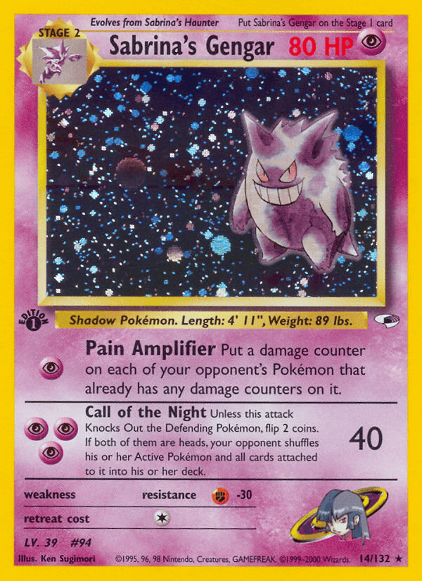 14, 1st Edition Holofoil, Fighting[-30], Gym Heroes 1st Edition, Holo Rare, Psychic Sabrina's Gengar (14/132) [Gym Heroes 1st Edition] - Trading Card World