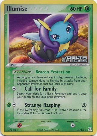 45, EX: Delta Species, Fire[×2], Grass, Reverse Holofoil, Uncommon Illumise (45/113) (Stamped) [EX: Delta Species] - Trading Card World