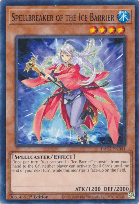 1st Edition, Common, Effect Monster, Hidden Arsenal: Chapter 1, Spellcaster, Water Spellbreaker of the Ice Barrier (Duel Terminal) [HAC1-EN041] Common - Trading Card World