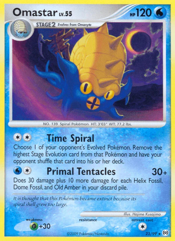 23, Grass[+30], Normal, Platinum: Arceus, Rare, Reverse Holofoil, Water Omastar (23/99) [Platinum: Arceus] - Trading Card World