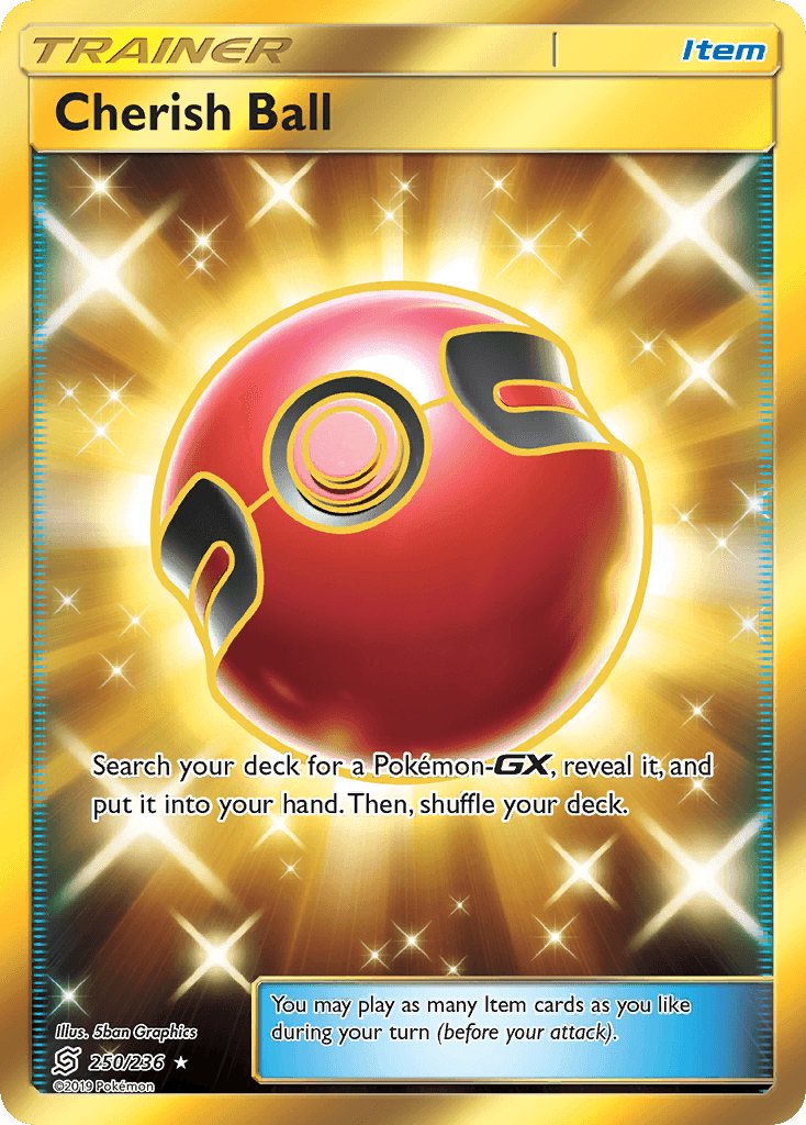 250, Holofoil, Item, Secret Rare, Sun & Moon: Unified Minds Cherish Ball (250/236) [Sun & Moon: Unified Minds] - Trading Card World