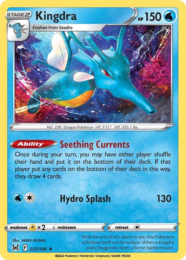 037, Holo Rare, Holofoil, Lighnting [x2], Reverse Holofoil, Sword & Shield: Lost Origin, Water Kingdra (037/196) [Sword & Shield: Lost Origin] - Trading Card World