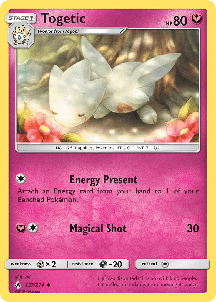 137, Darkness[-20], Fairy, Metal[×2], Normal, Reverse Holofoil, Sun & Moon: Unbroken Bonds, Uncommon Togetic (137/214) [Sun & Moon: Unbroken Bonds] - Trading Card World
