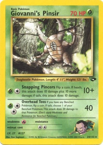 24, Fire[×2], Grass, Gym Challenge Unlimited, Normal, Rare Giovanni's Pinsir (24/132) [Gym Challenge Unlimited] - Trading Card World