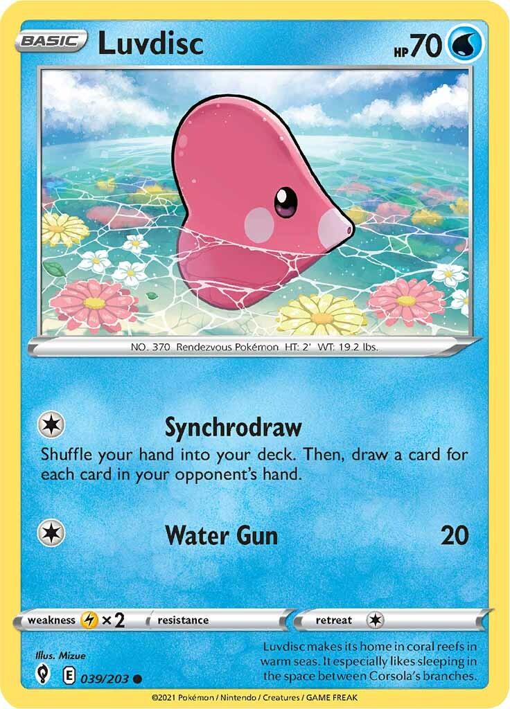 039, Common, Lightning [x2], Normal, Reverse Holofoil, Sword & Shield: Evolving Skies, Water Luvdisc (039/203) [Sword & Shield: Evolving Skies] - Trading Card World