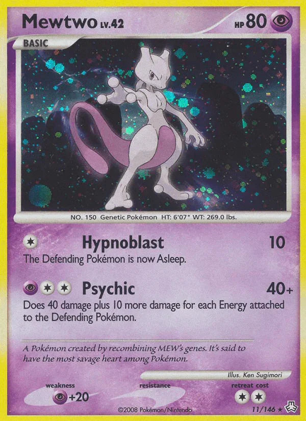 11, Diamond & Pearl: Legends Awakened, Holo Rare, Holofoil, Psychic, Psychic[+20], Reverse Holofoil Mewtwo (11/146) [Diamond & Pearl: Legends Awakened] - Trading Card World