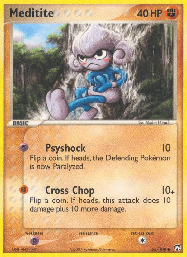 55, Common, EX: Power Keepers, Fighting, Normal, Psychic[×2] Meditite (55/108) [EX: Power Keepers] - Trading Card World