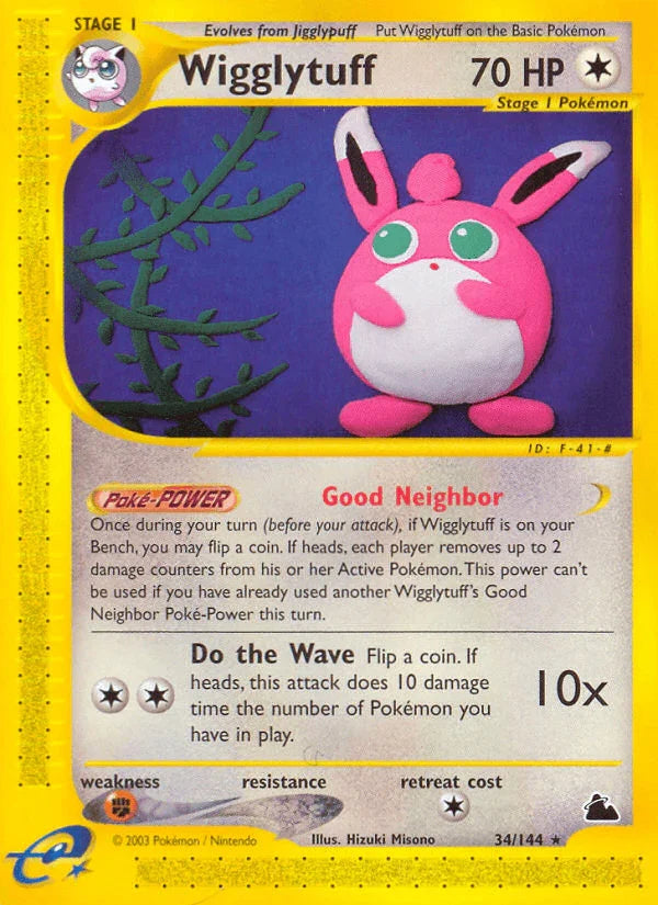 34, Colorless, Fighting[×2], Normal, Rare, Reverse Holofoil, Skyridge Wigglytuff (34/144) [Skyridge] - Trading Card World