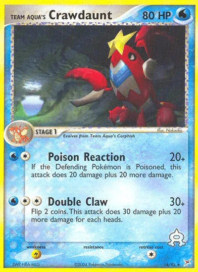 14, EX: Team Magma vs Team Aqua, Lightning[×2], Normal, Rare, Reverse Holofoil, Water Team Aqua's Crawdaunt (14/95) [EX: Team Magma vs Team Aqua] - Trading Card World