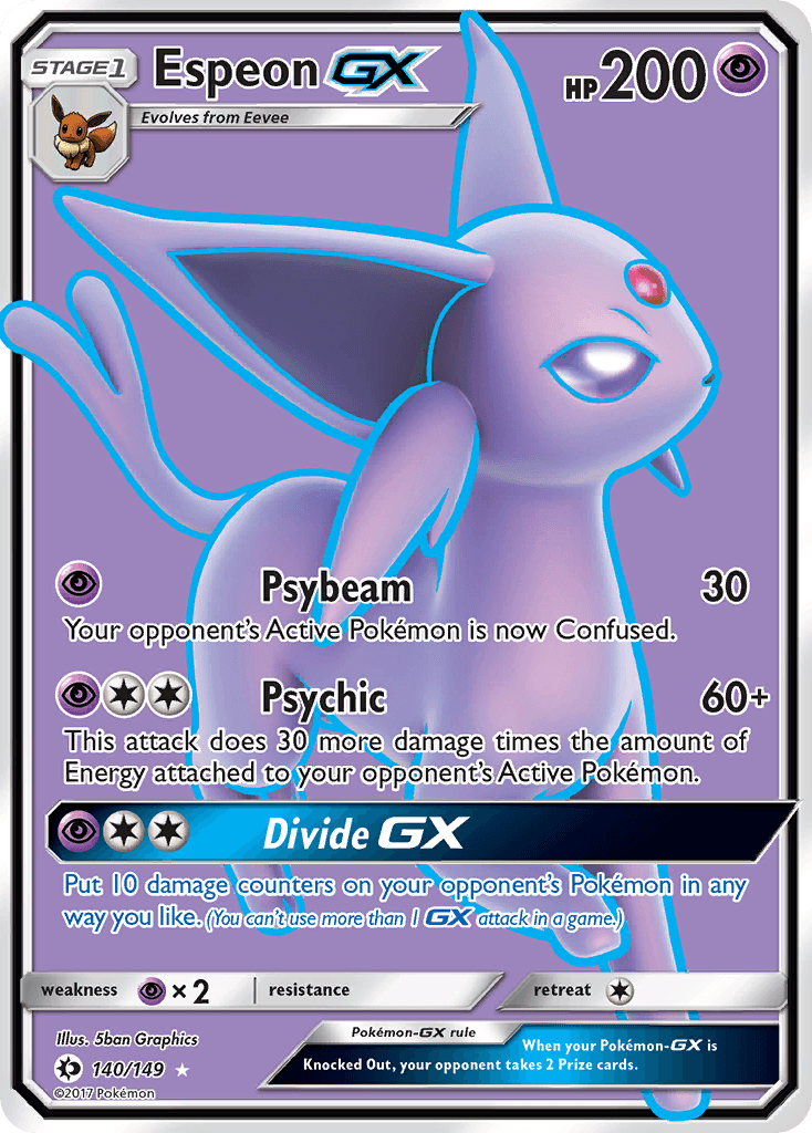 140, Holofoil, Psychic, Psychic[×2], Sun & Moon: Base Set, Ultra Rare Espeon GX (140/149) [Sun & Moon: Base Set] - Trading Card World