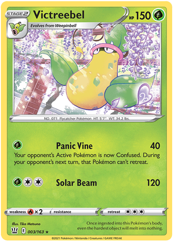 003, Fire[×2], Grass, Normal, Rare, Reverse Holofoil, Sword & Shield: Battle Styles Victreebel (003/163) [Sword & Shield: Battle Styles] - Trading Card World