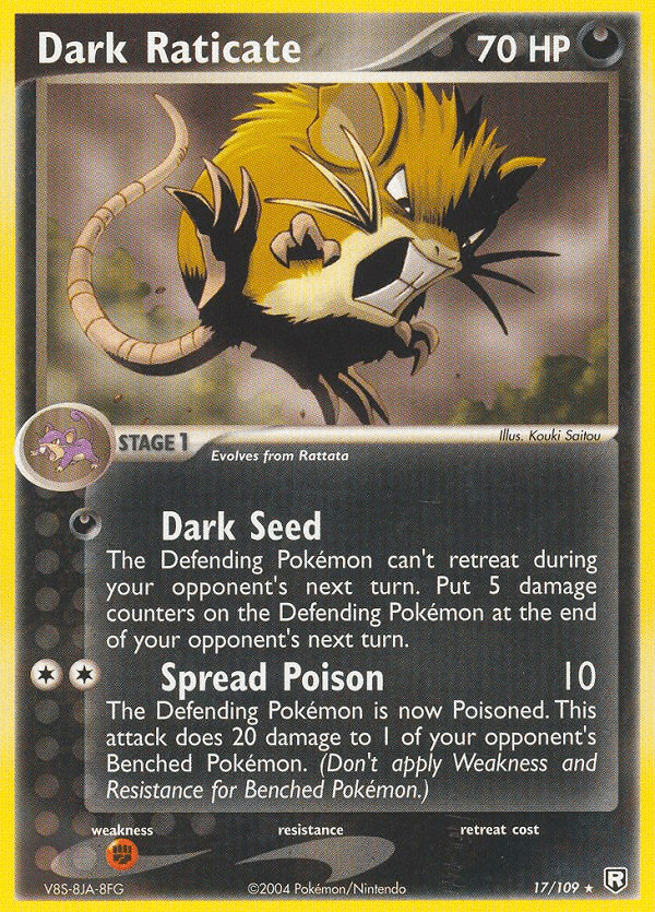 17, Darkness, EX: Team Rocket Returns, Fighting[×2], Normal, Rare Dark Raticate (17/109) [EX: Team Rocket Returns] - Trading Card World