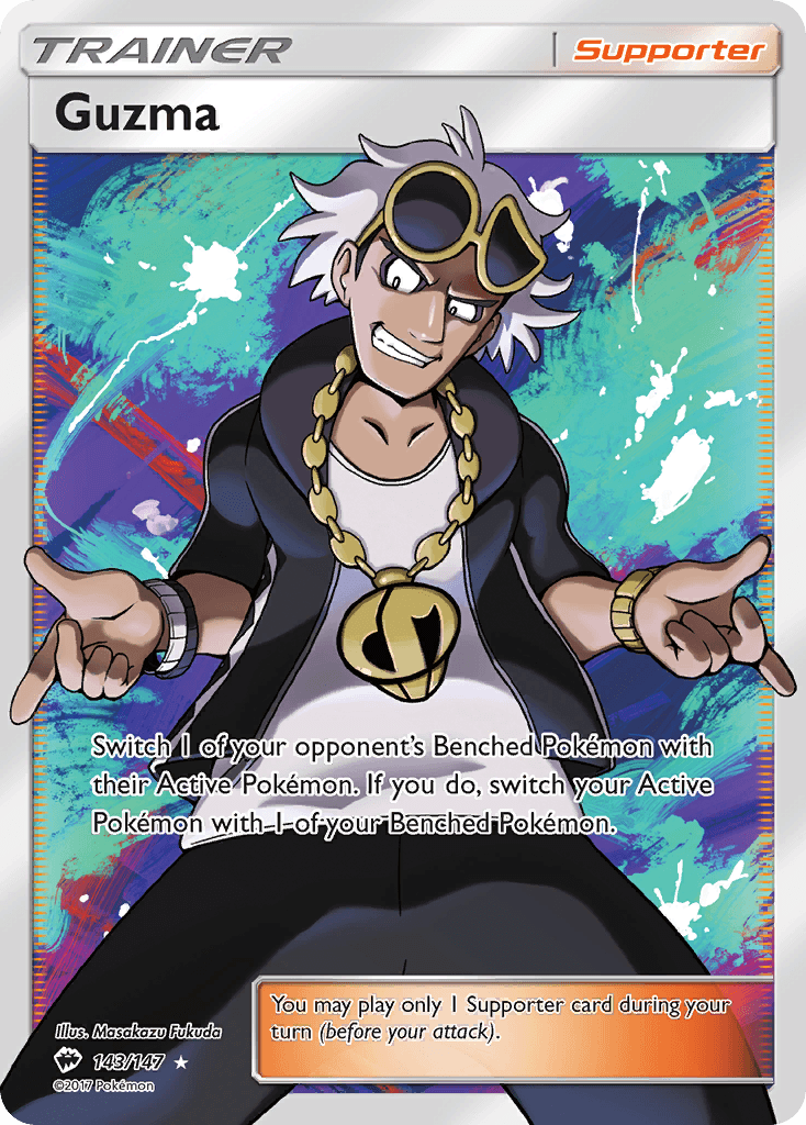 143, Holofoil, Sun & Moon: Burning Shadows, Supporter, Ultra Rare Guzma (143/147) [Sun & Moon: Burning Shadows] - Trading Card World