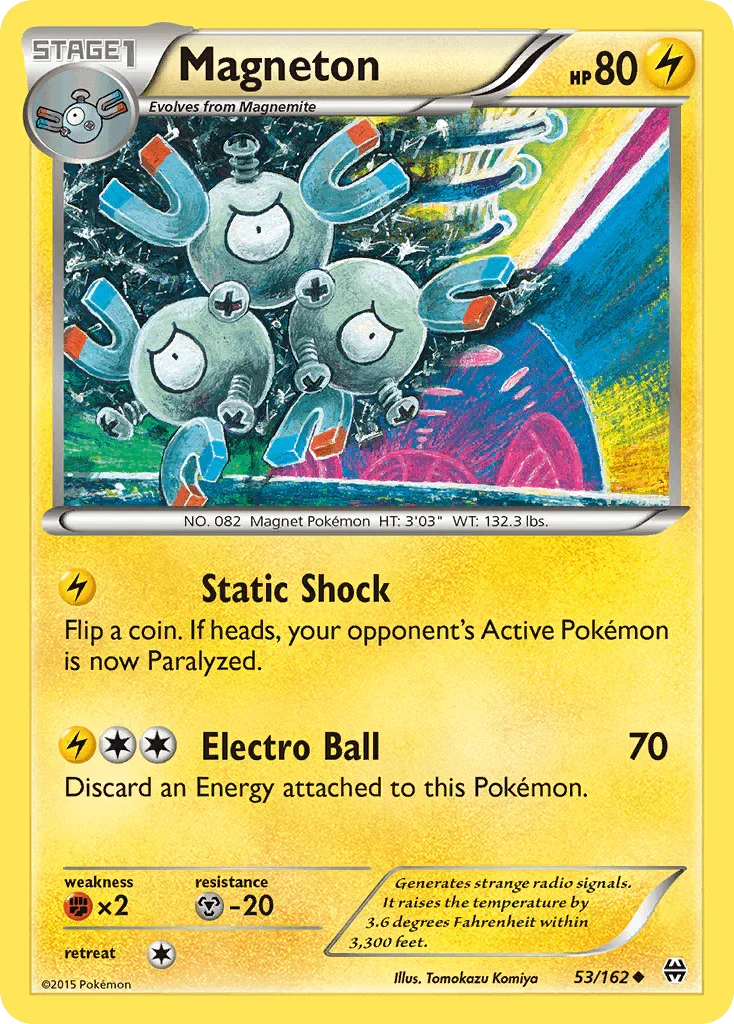 53, Fighting[×2], Lightning, Metal[-20], Normal, Reverse Holofoil, Uncommon, XY: BREAKthrough Magneton (53/162) [XY: BREAKthrough] - Trading Card World