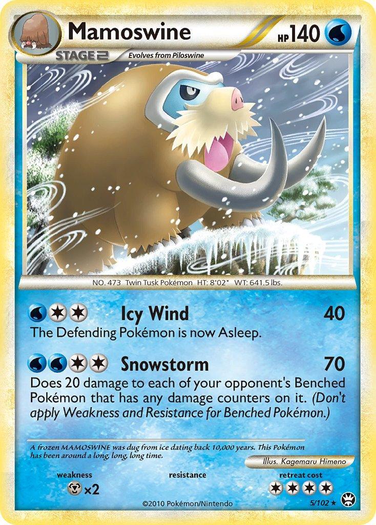 HeartGold & SoulSilver: Triumphant, Holo Rare, Holofoil, Metal[×2], Water Mamoswine (5/102) (Cracked Ice Holo) (Theme Deck Exclusive) [HeartGold & SoulSilver: Triumphant] - Trading Card World