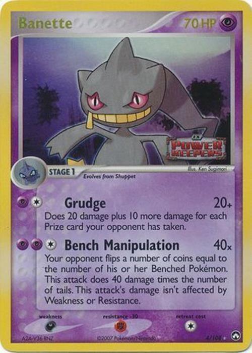 Darkness[×2], EX: Power Keepers, Fighting[-30], Holo Rare, Psychic, Reverse Holofoil Banette (4/108) (Stamped) [EX: Power Keepers] - Trading Card World