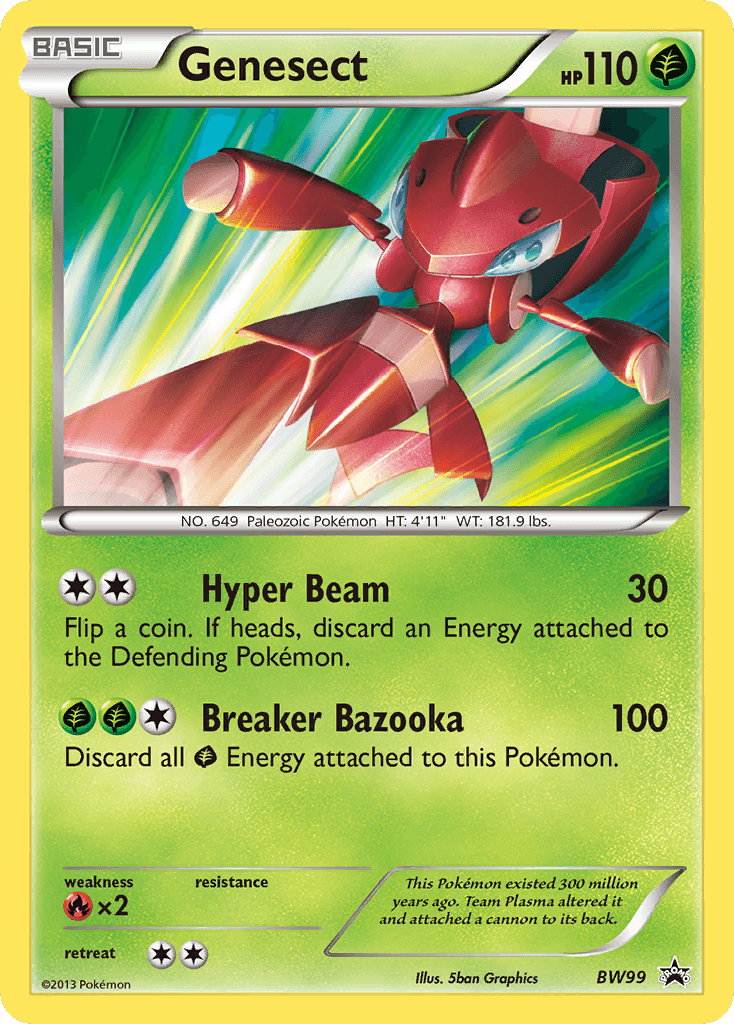 Black & White: Black Star Promos, BW99, Fire [x2], Grass, Holofoil, Promo Genesect (BW99) [Black & White: Black Star Promos] - Trading Card World