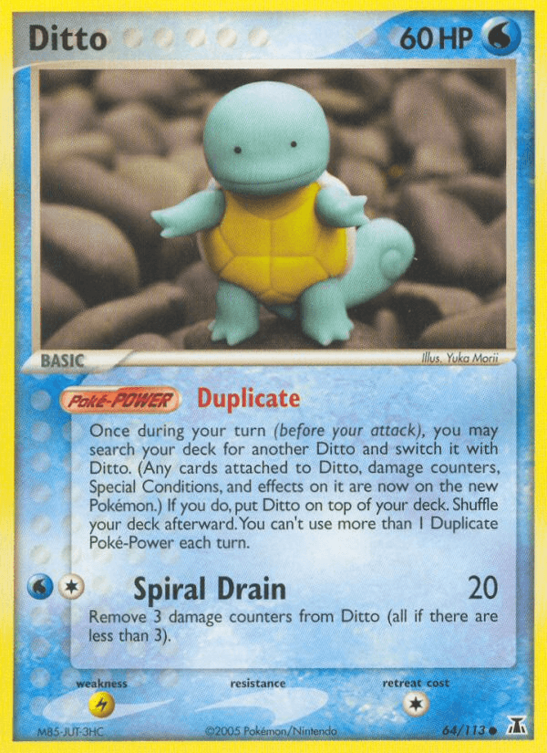 64, Common, EX: Delta Species, Lightning[×2], Normal, Water Ditto (64/113) [EX: Delta Species] - Trading Card World