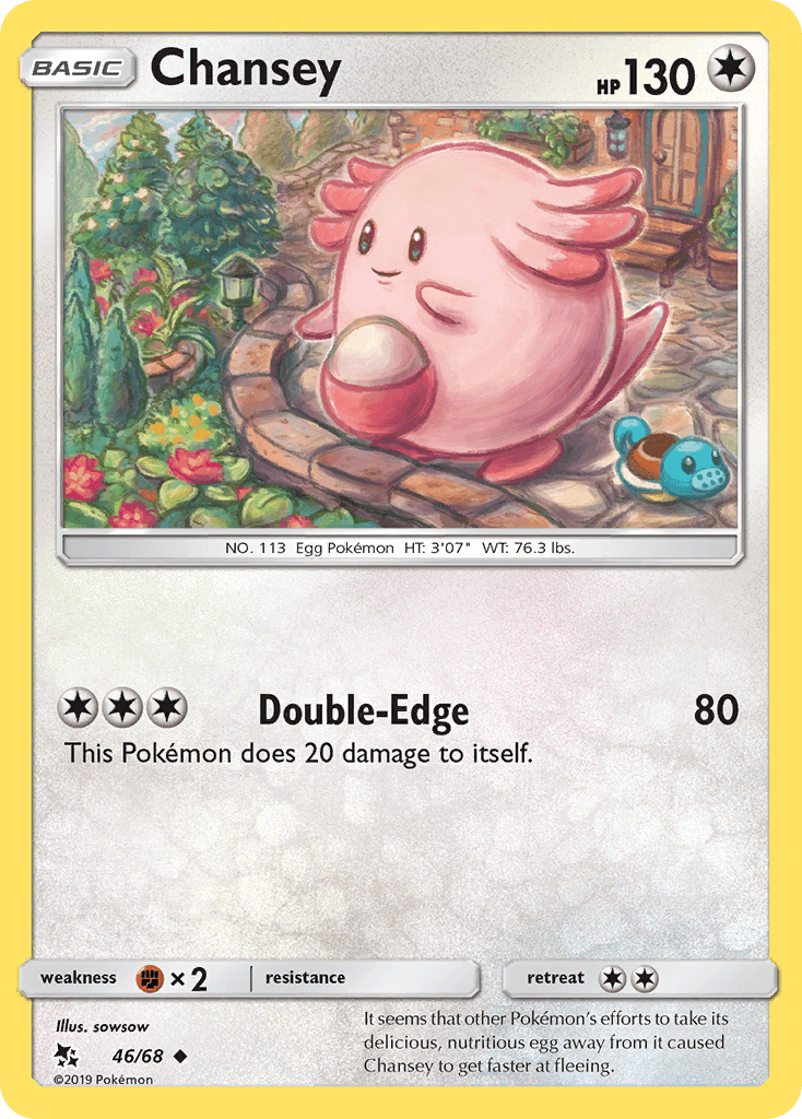46, Colorless, Fighting[×2], Normal, Reverse Holofoil, Sun & Moon: Hidden Fates, Uncommon Chansey (46/68) [Sun & Moon: Hidden Fates] - Trading Card World