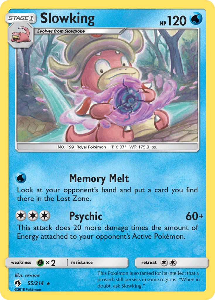 55, Grass[×2], Normal, Rare, Reverse Holofoil, Sun & Moon: Lost Thunder, Water Slowking (55/214) [Sun & Moon: Lost Thunder] - Trading Card World