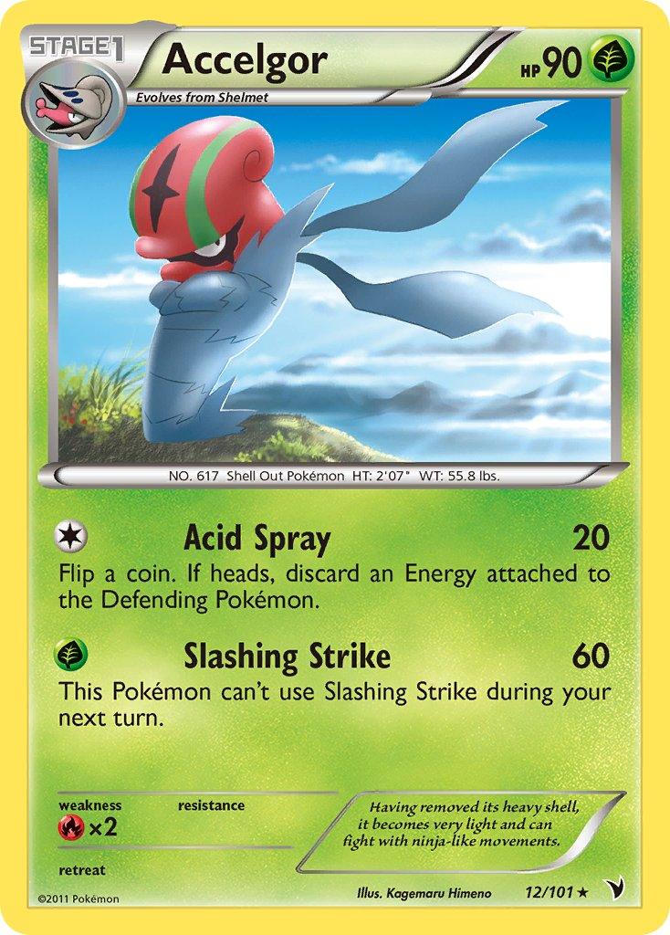 12, Black & White: Noble Victories, Fire[×2], Grass, Holo Rare, Holofoil, Reverse Holofoil Accelgor (12/101) (Cracked Ice Holo) (Theme Deck Exclusive) [Black & White: Noble Victories] - Trading Card World