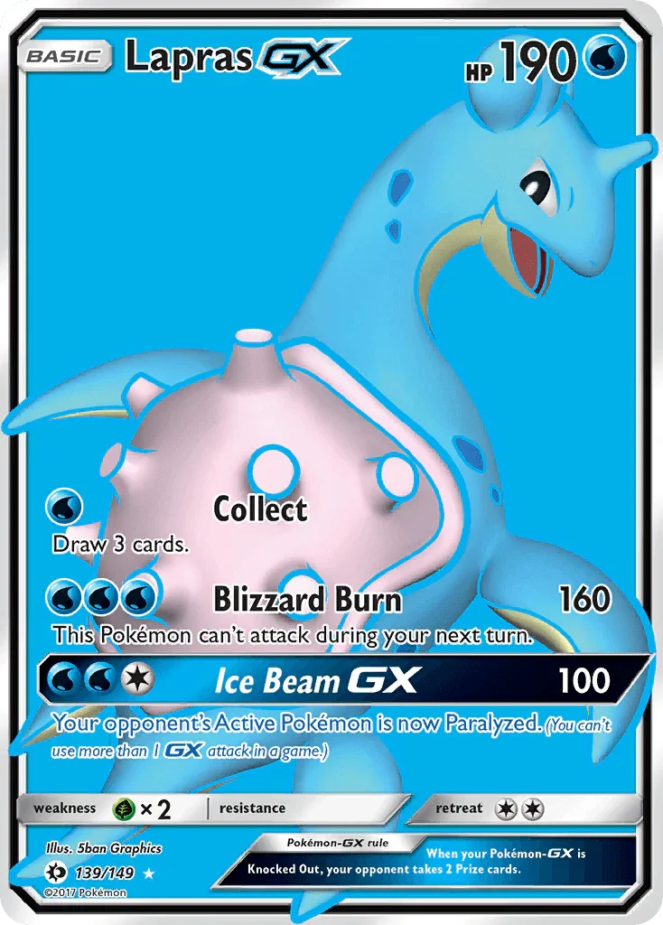 139, Grass[×2], Holofoil, Sun & Moon: Base Set, Ultra Rare, Water Lapras GX (139/149) [Sun & Moon: Base Set] - Trading Card World