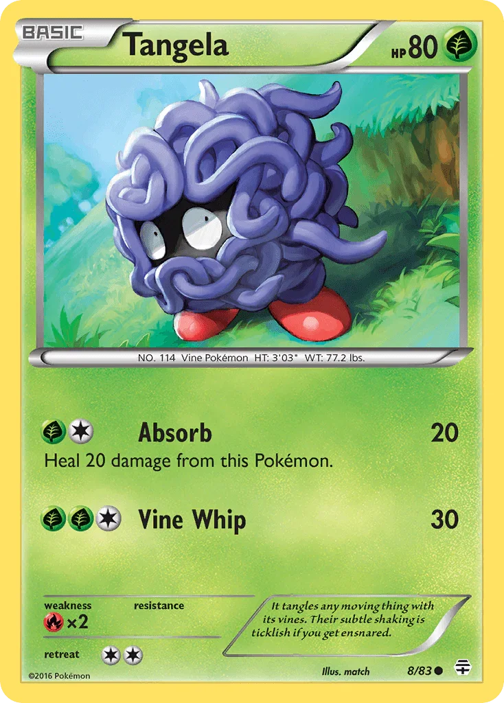 Common, Fire[×2], Grass, Normal, Reverse Holofoil, XY: Generations Tangela (8/83) [XY: Generations] - Trading Card World