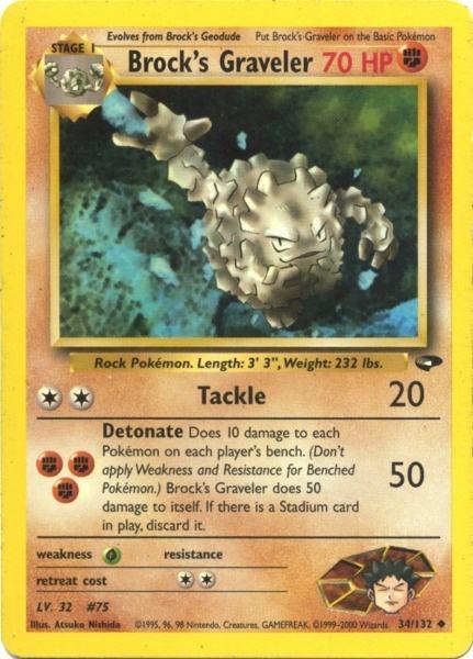 34, Fighting, Grass[×2], Gym Challenge Unlimited, Normal, Uncommon Brock's Graveler (34/132) [Gym Challenge Unlimited] - Trading Card World