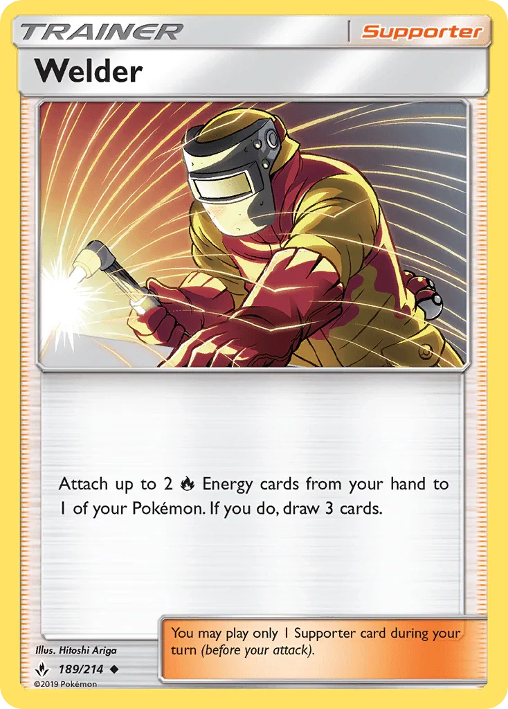 189, Normal, Reverse Holofoil, Sun & Moon: Unbroken Bonds, Supporter, Uncommon Welder (189/214) [Sun & Moon: Unbroken Bonds] - Trading Card World