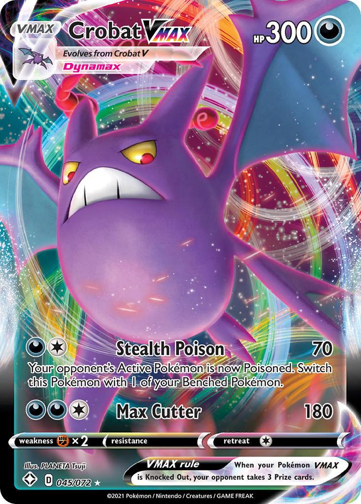 045, Darkness, Fighting[×2], Holofoil, Sword & Shield: Shining Fates, Ultra Rare Crobat VMAX (045/072) [Sword & Shield: Shining Fates] - Trading Card World