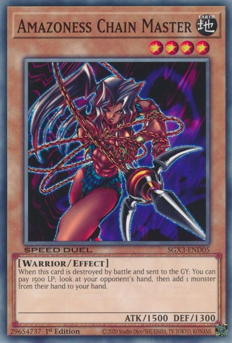 1st Edition, Common, Earth, Effect Monster, Speed Duel GX: Duelists of Shadows, Warrior Amazoness Chain Master [SGX3-END05] Common - Trading Card World