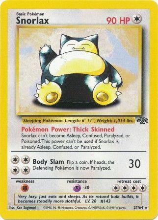 27, Colorless, Fighting[×2], Jungle Unlimited, Normal, Psychic[-30], Rare Snorlax (27/64) [Jungle Unlimited] - Trading Card World