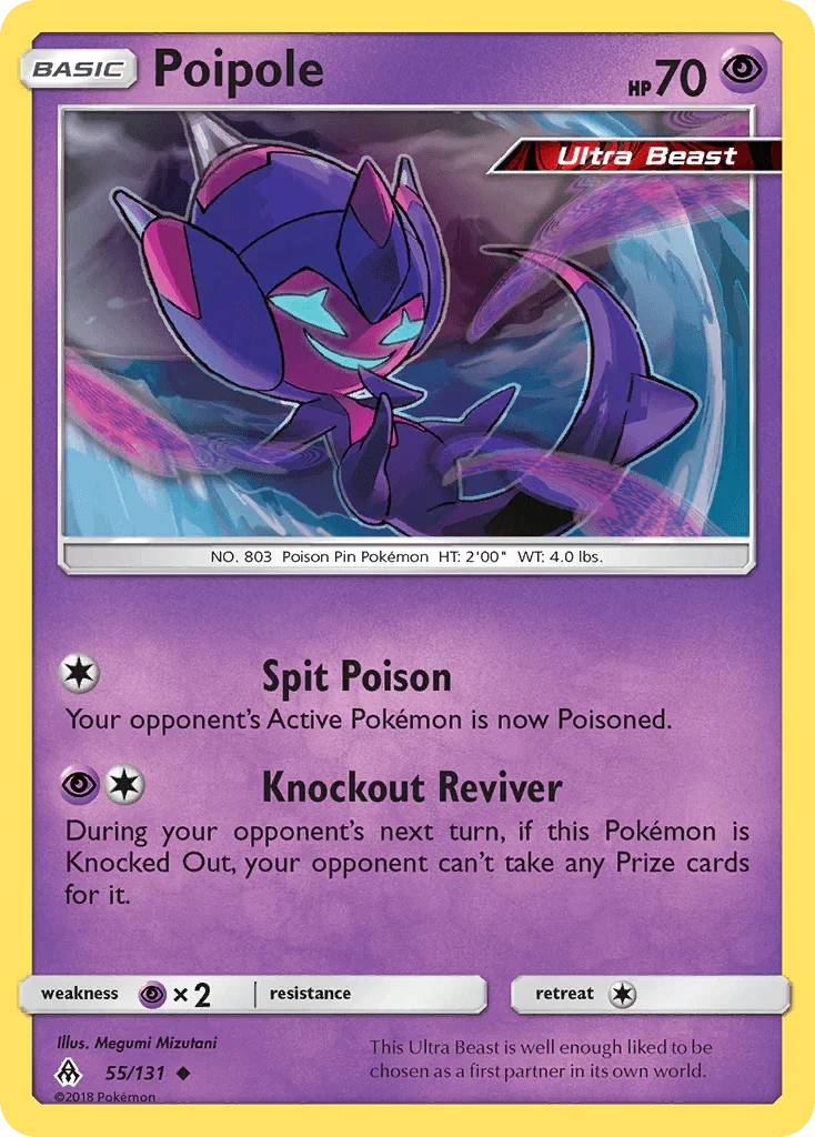 55, Normal, Psychic, Psychic[×2], Reverse Holofoil, Sun & Moon: Forbidden Light, Uncommon Poipole (55/131) [Sun & Moon: Forbidden Light] - Trading Card World