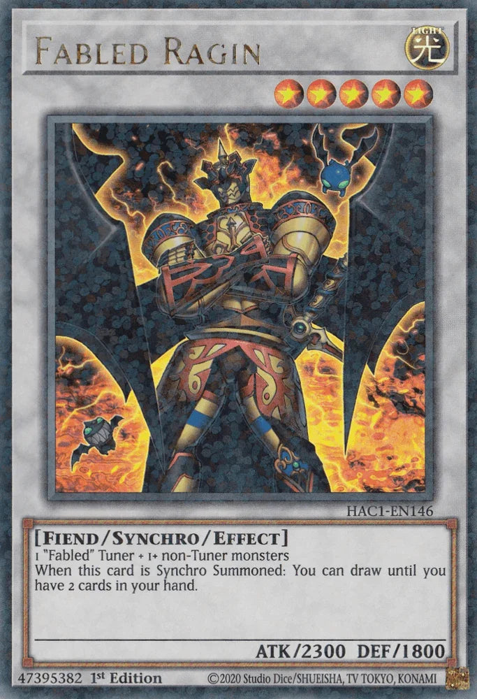 1st Edition, Fiend, Hidden Arsenal: Chapter 1, Light, Parallel Rare, Synchro/Effect Monster Fabled Ragin (Duel Terminal) [HAC1-EN146] Parallel Rare - Trading Card World