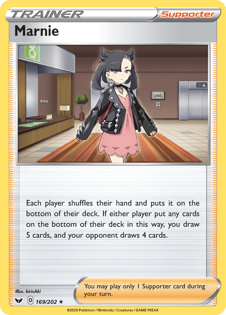 169, Holo Rare, Holofoil, Reverse Holofoil, Supporter, Sword & Shield: Base Set Marnie (169/202) [Sword & Shield: Base Set] - Trading Card World
