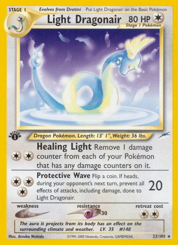 1st Edition Normal, 22, Colorless, Neo Destiny 1st Edition, Psychic[-30], Rare Light Dragonair (22/105) [Neo Destiny 1st Edition] - Trading Card World